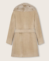 Oversized Finland Fur Shawl Collar alpaca wool coat in Blonde