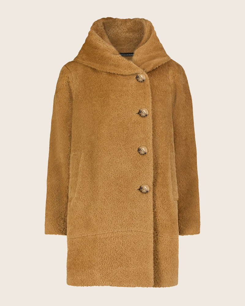 Cozy Alpaca Bouclé Cocoon Coat with Envelope Collar | Sofia