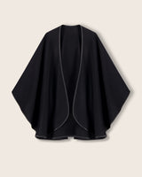 Reversible Cashmere Cape with Leather trim in Black/Black