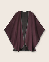 Reversible Cashmere Cape with Leather trim in Plum/Black