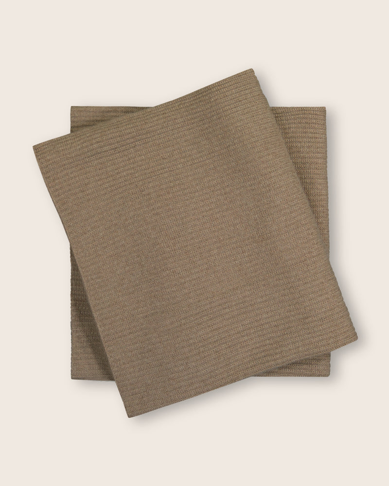 Shaker knit cashmere throw in heather taupe