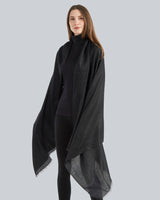 woman wearing Cashmere Lurex and Sequin Wrap in black