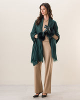 Woman wearing Lightweight Cashmere Wrap in  Emerald