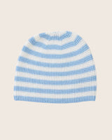 Baby Thermal Striped cashmere Hat in Baby Blue/Ivory