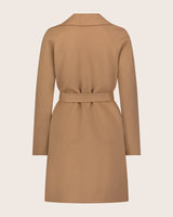 cashmere wrap coat in camel back view