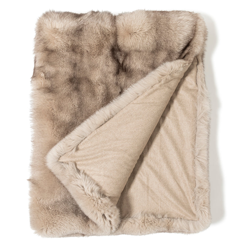 Finland Fur and Cashmere Throw in Stone