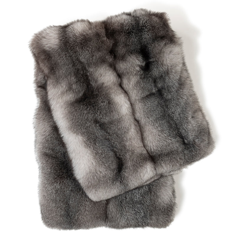 Finland Fur and Cashmere Throw in Black