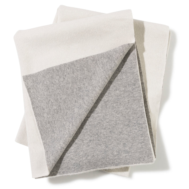Reversible Jersey Knit Throw in Ivory/Grey