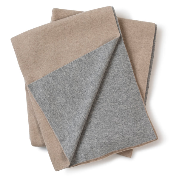 Reversible Jersey Knit Throw in Grey/Oatmeal