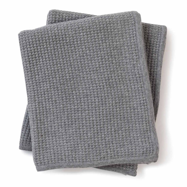 Waffle Knit Cashmere Throw in Grey