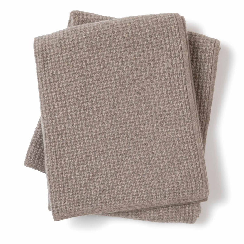 Waffle Knit Cashmere Throw in Heather Taupe