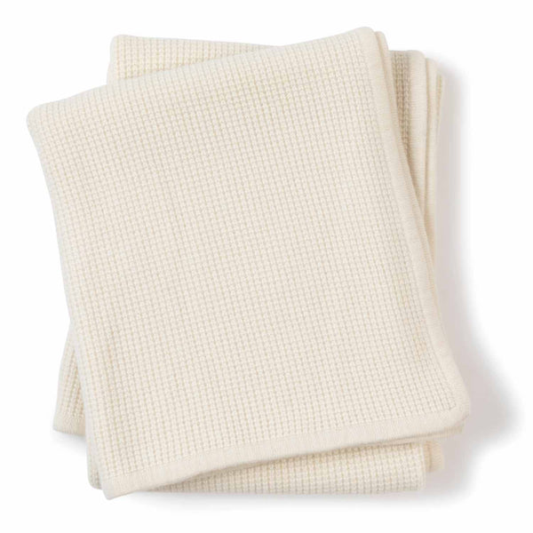 Waffle Knit Cashmere Throw in Ivory