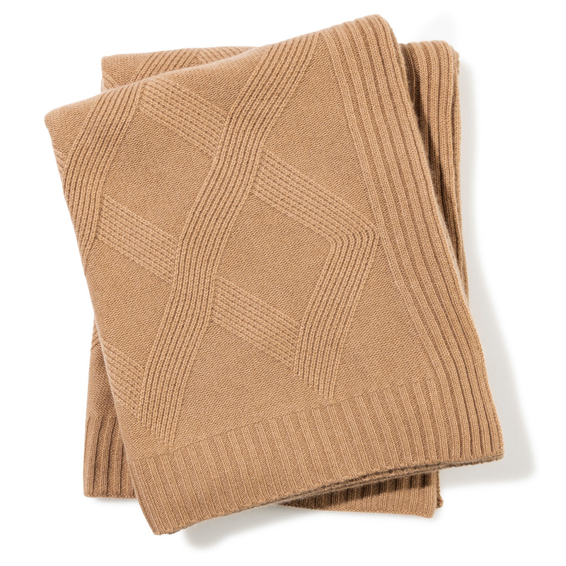 Diamante Cashmere Throw in Camel