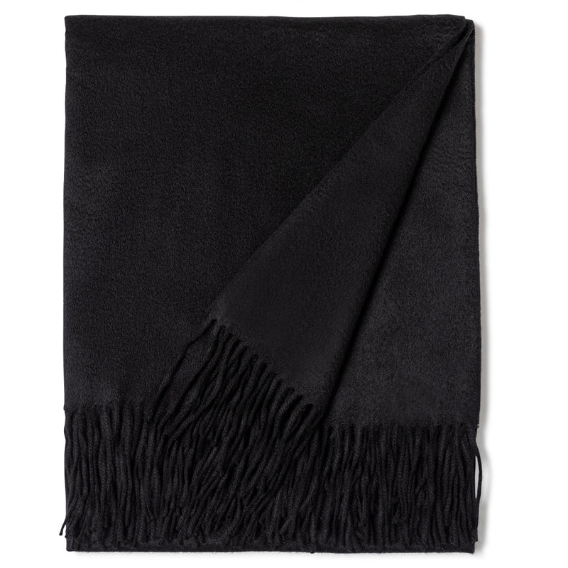 Fringed Woven Throw in Black