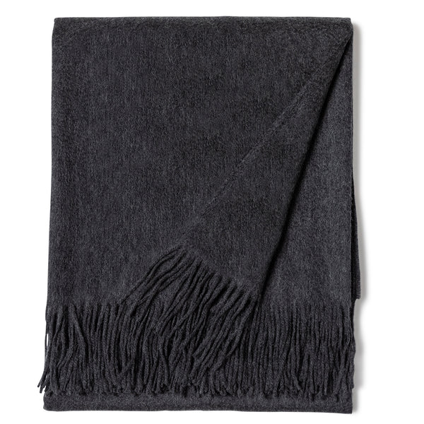 Fringed Woven Throw in Charcoal