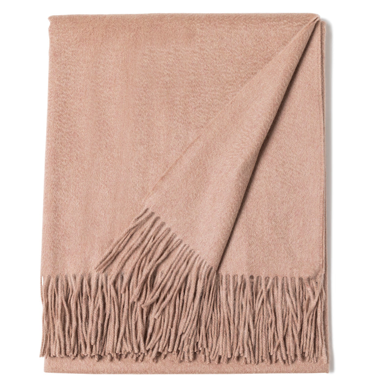 Fringed Woven Throw in Taupe