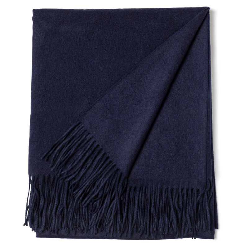 Fringed Woven Throw in Navy