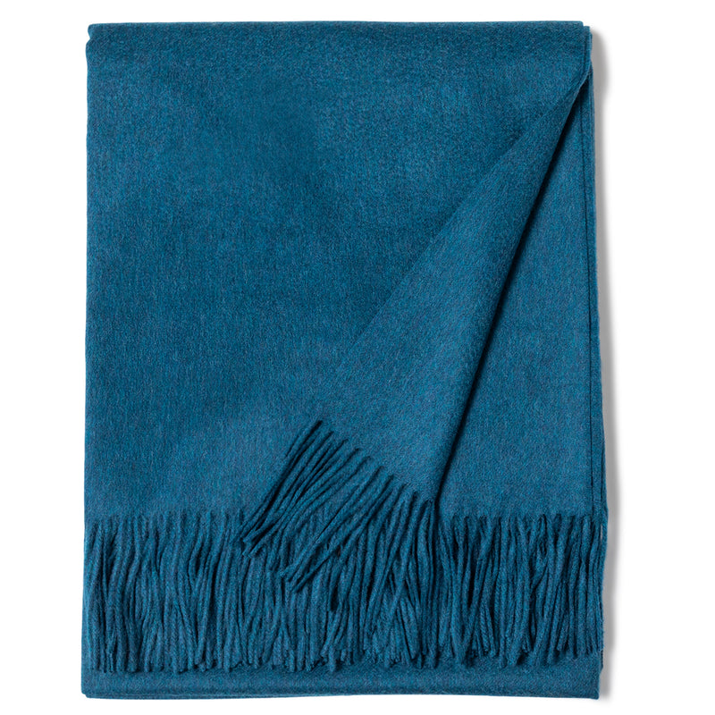 Fringed Woven Throw in Teal