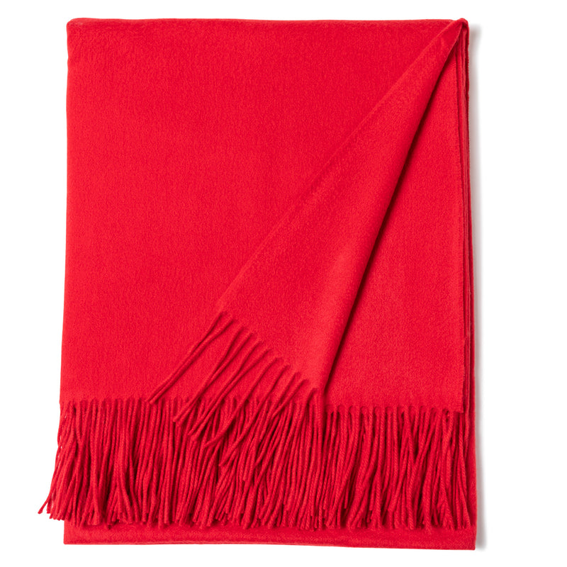 Fringed Woven Throw in Red