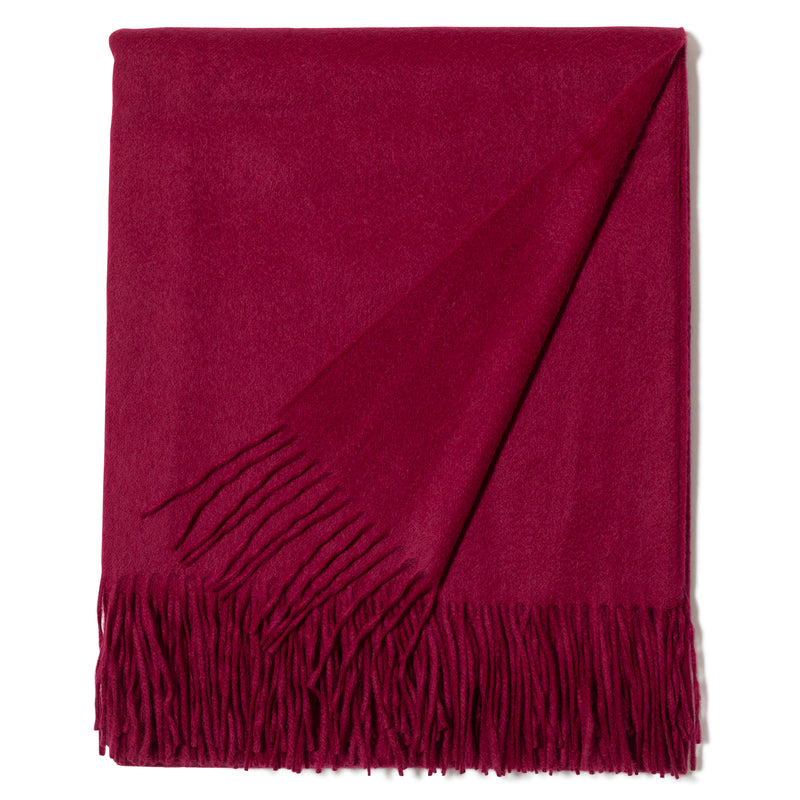 Fringed Woven Throw in Burgundy