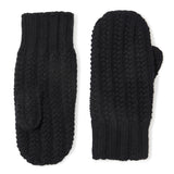 Chunky Tuck Stitched Mitten in Black. Color: Black