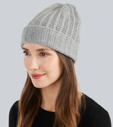 Chunky Tuck Stitched Cuffed Hat in Grey