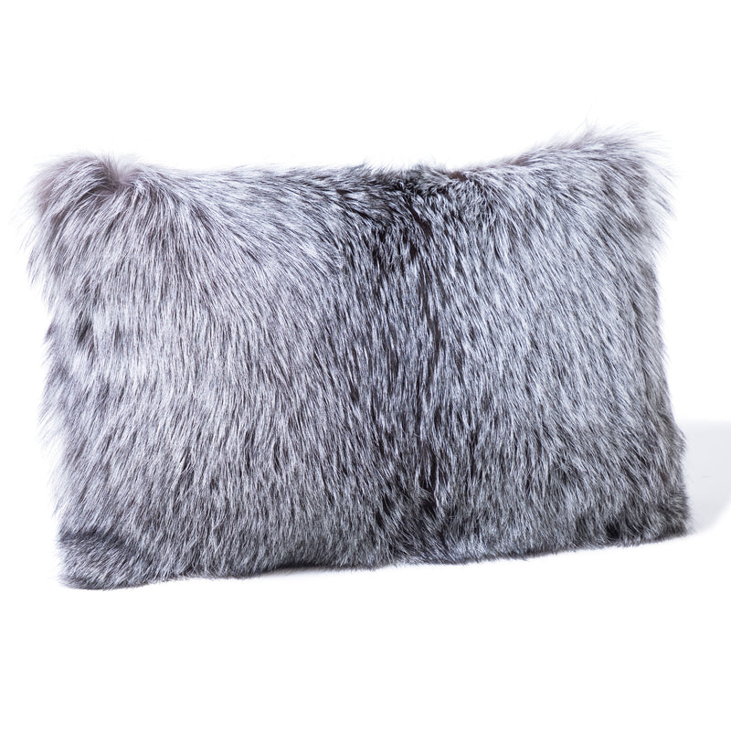 Finland Fur and Cashmere Pillow in Grey 14" x 20"
