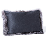 Finland Fur and Cashmere Pillow in Grey 14" x 20"
