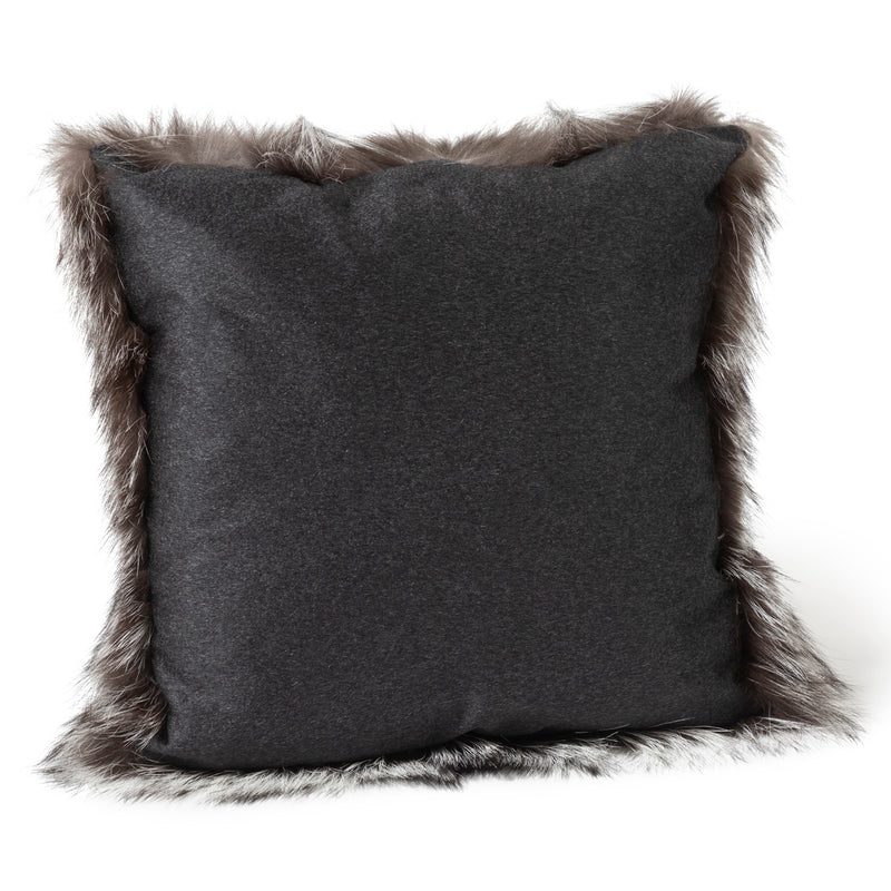 Finland Fur and Cashmere Pillow in Grey 16" x 16"