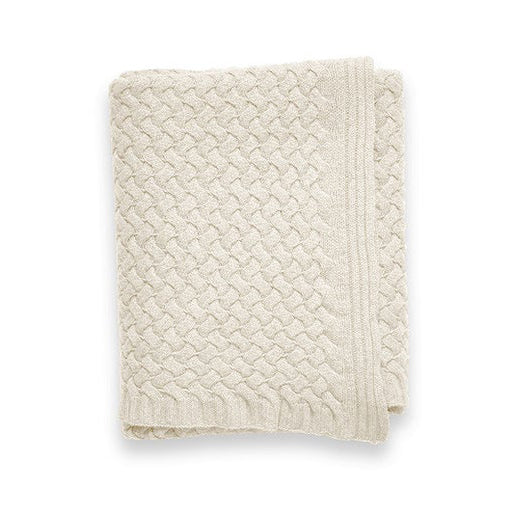 Basketweave Knit Throw in Ivory