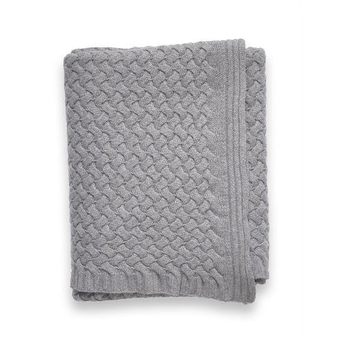 Basketweave Knit Throw in Grey