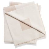 Woven fringed Border Stripe Throw in Beige