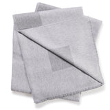 Woven fringed Border Stripe cashmere Throw in Grey