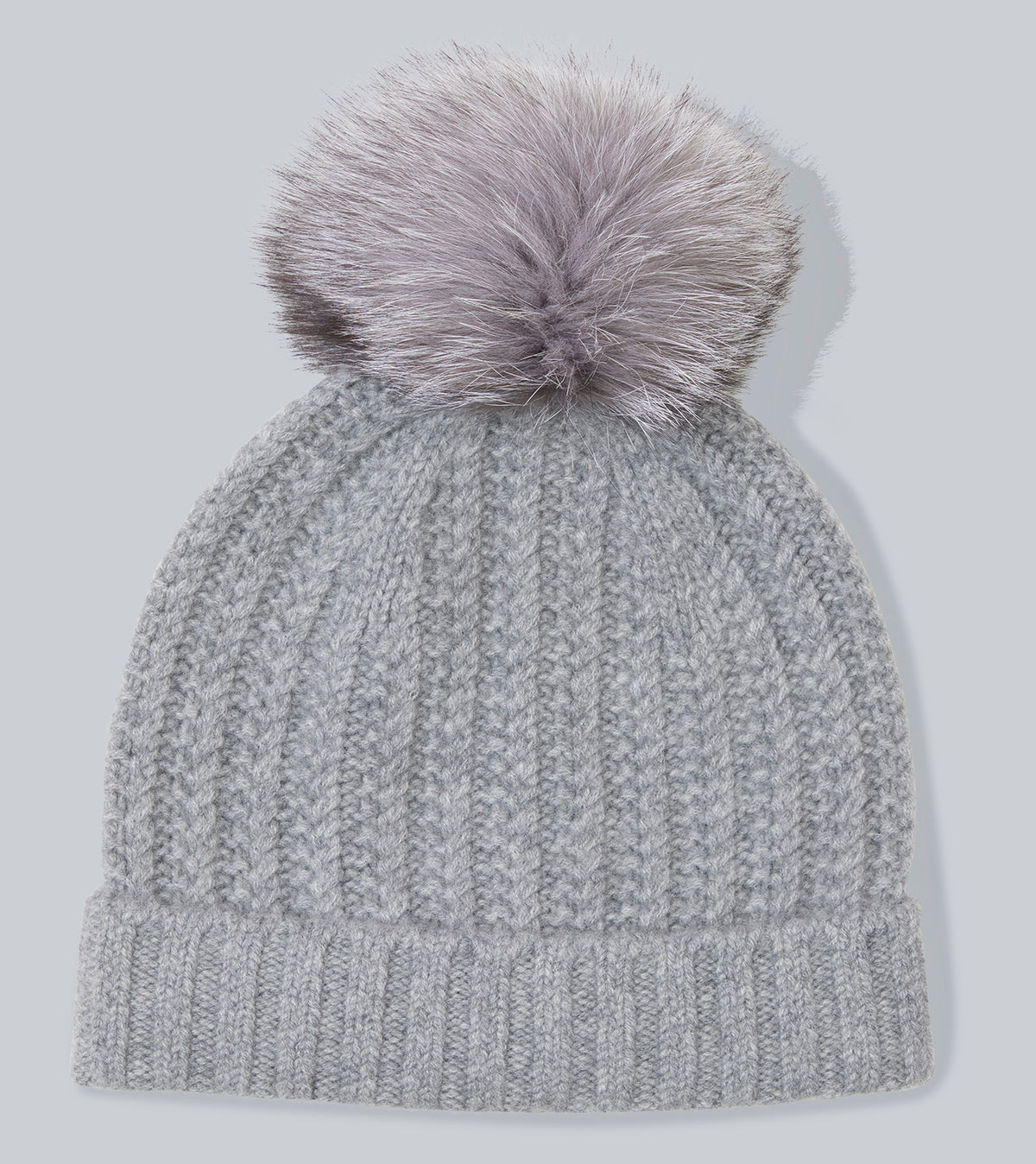 Chunky Ribbed Cashmere Hat with Fur Pom – SofiaCashmere display picture 2