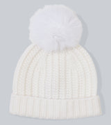 cashmere cuffed at with pompom in ivory
