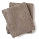 Oversized Cable Knit cashmere Throw in Heather Taupe
