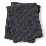 Cable Knit cashmere Throw in Charcoal