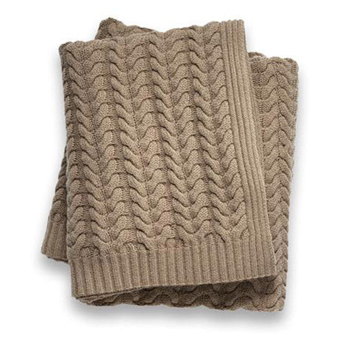 Braided Cable Knit Throw in Heather Taupe